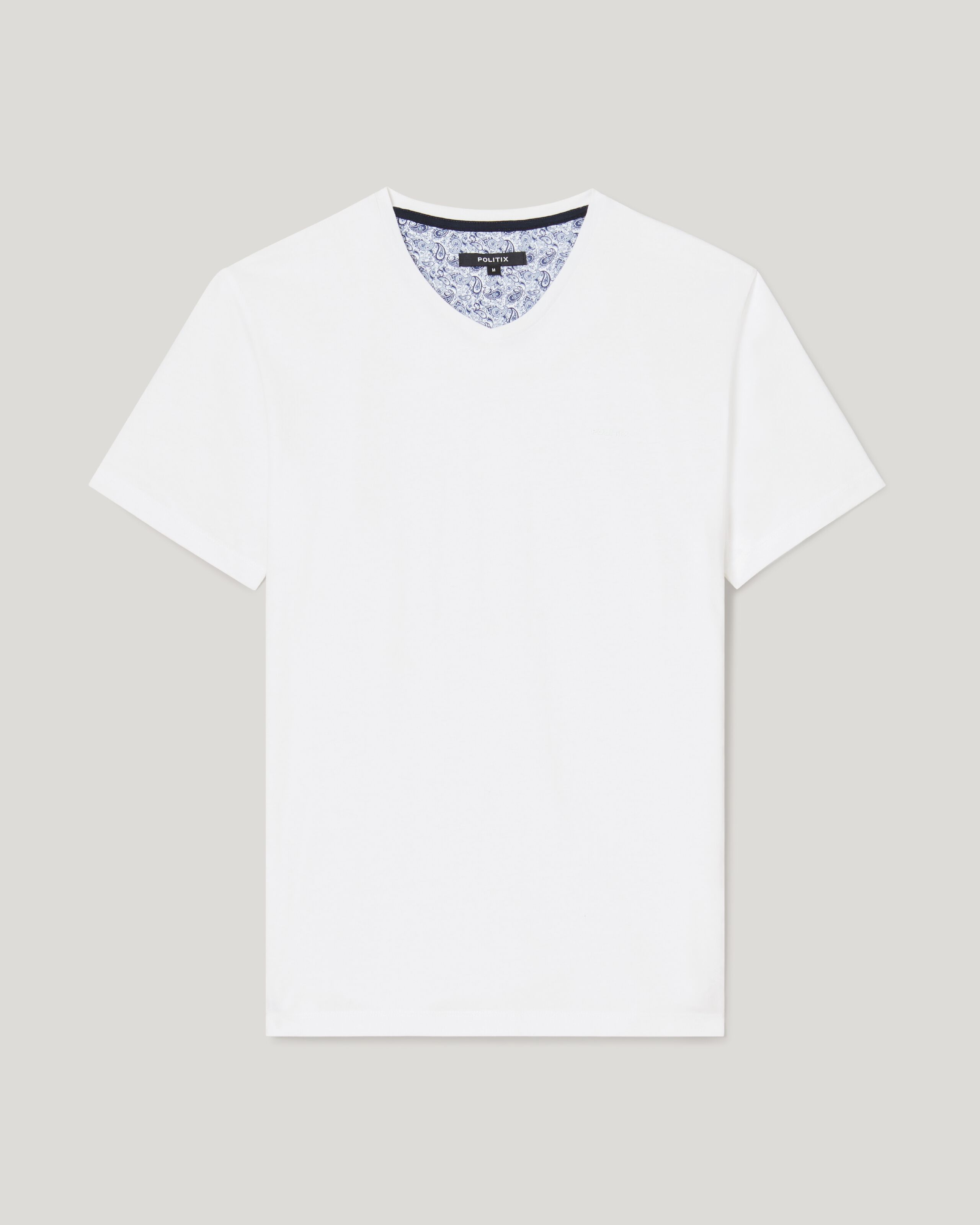Plain V Neck Tee White T Shirts Politix